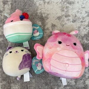 Squishmallow Lot of 3 Butterfly, Rune the Cat, Angelica Milkshake Plush Plushie